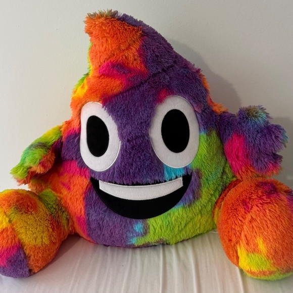 Justice 19 Inch Plush Stuffed Poopsie Poop Emoji Animsl Soft Sensory Tye Dye - Picture 2 of 3